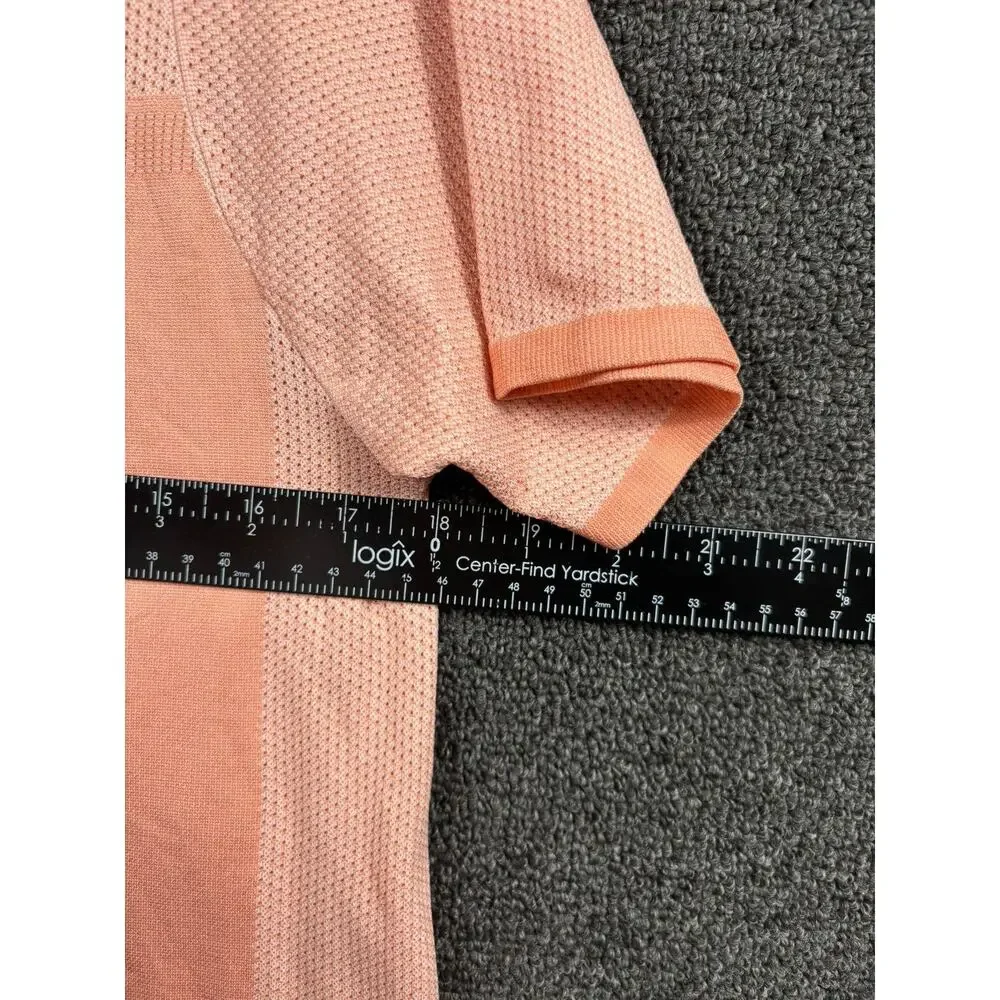 Nike Dri Fit Shirt Womens Large Peach Mesh Running Training Athletic Top